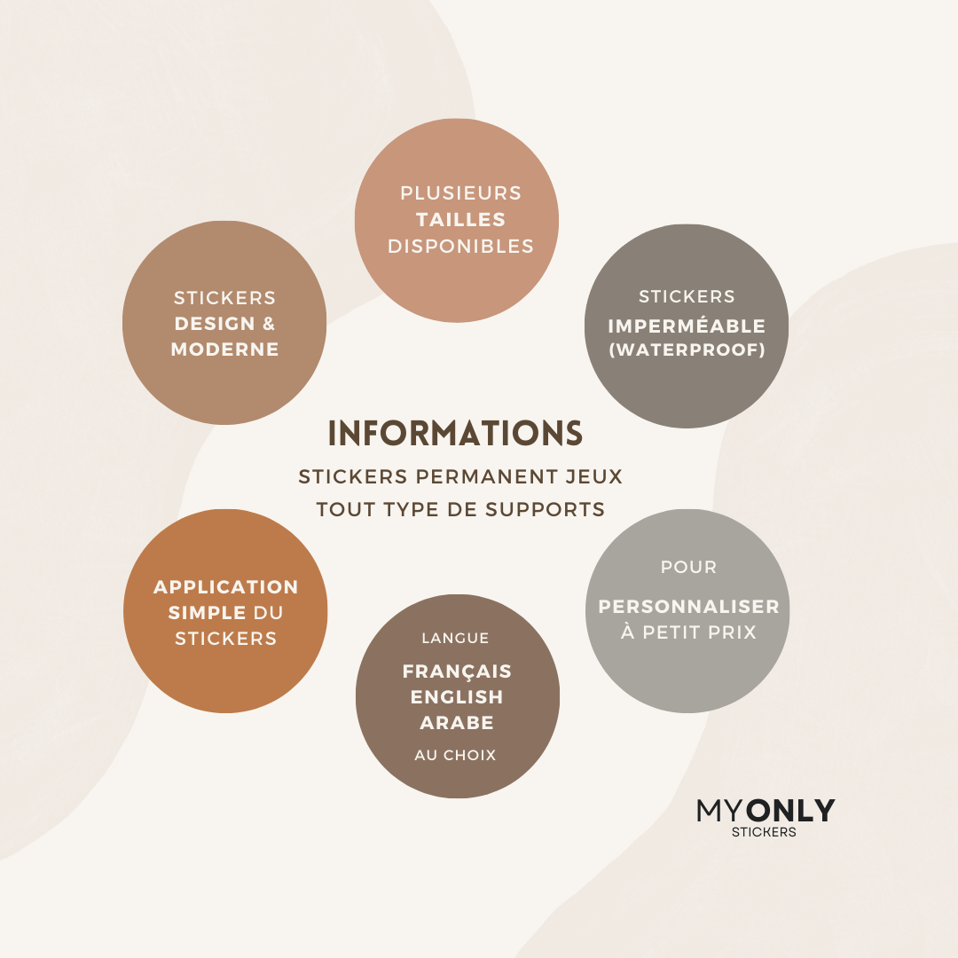 Stickers vinyle permanent rangement jeux enfants et boîte