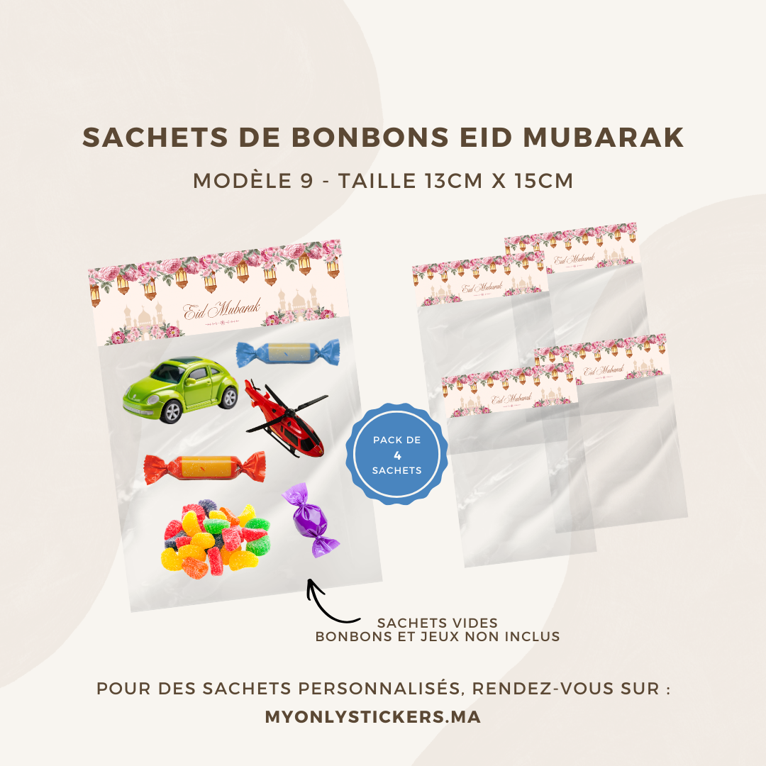 Lot de 4 sachets de bonbons Eid Mubarak - Pour cadeau / à offrir