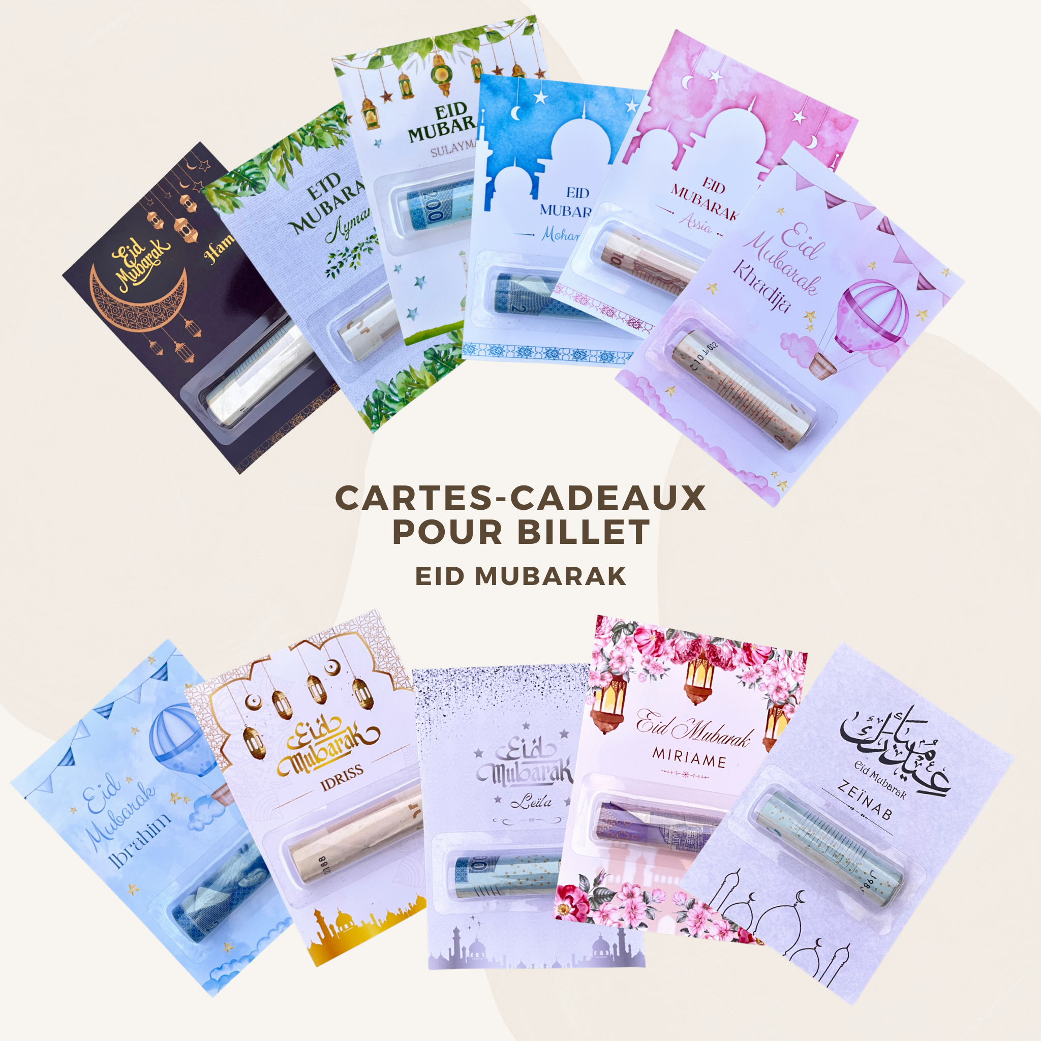 Carte cadeau personnalisée pour billet - Eid Mubarak