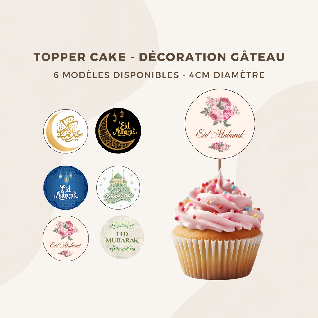 Cake topper - décoration pour gâteau et pâtisserie Eid Mubarak