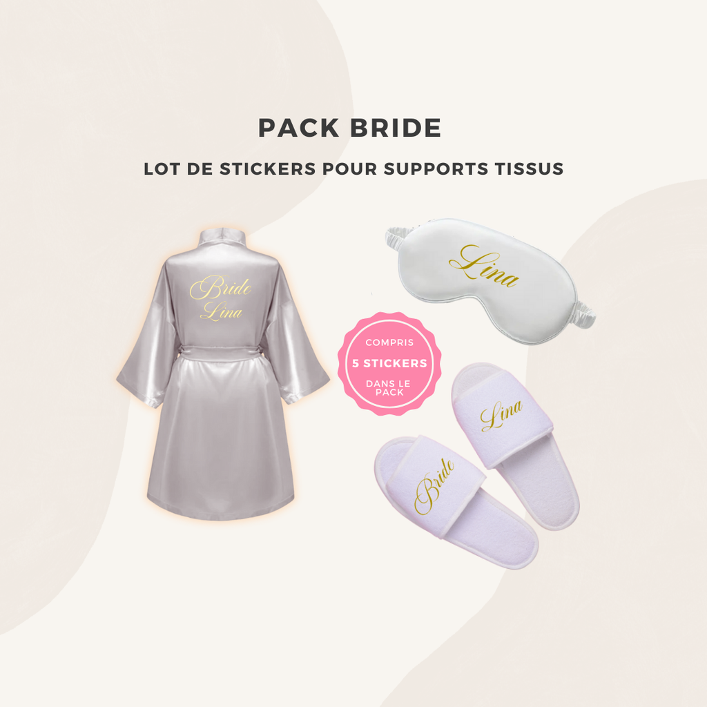 Pack Bride à personnaliser soi-même - DIY - 5 stickers spécial supports tissus inclus