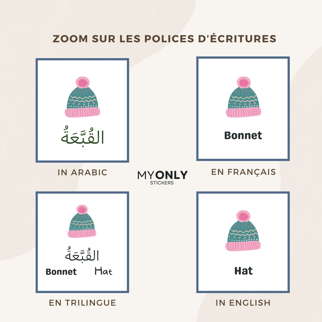 Affiche éducative – L'hiver en arabe, français et anglais