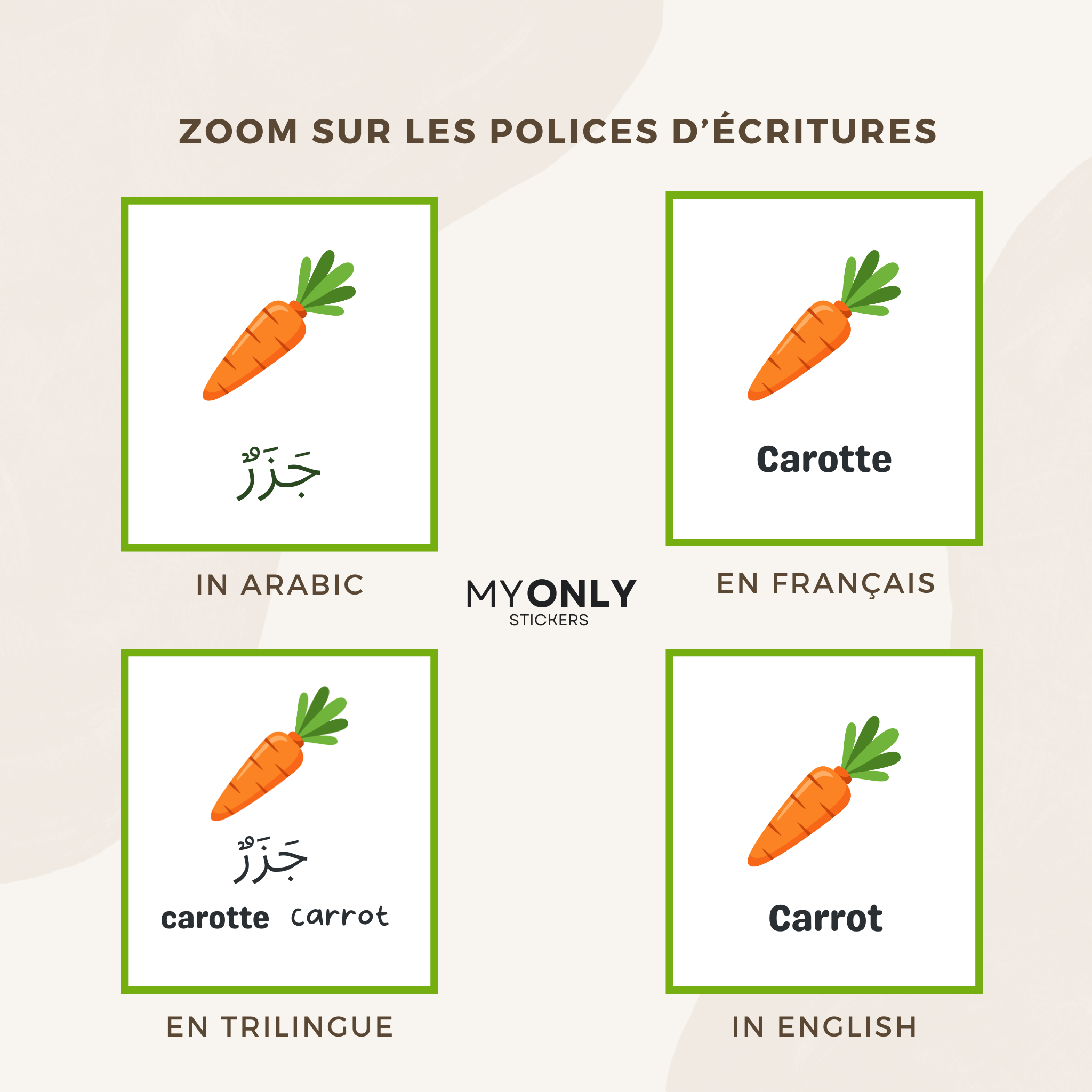 Affiche éducative – Les légumes en arabe, français et/ou anglais