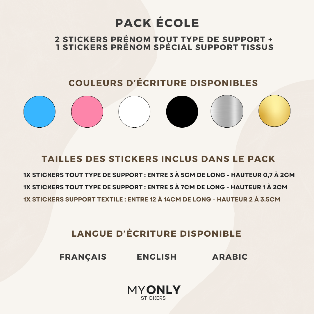 Pack école à personnaliser soi-même - DIY - 3 stickers inclus