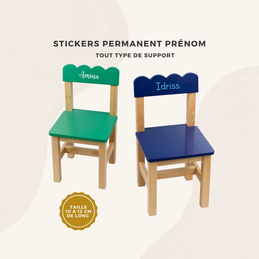 Stickers permanent personnalisé avec prénom - tout type de supports