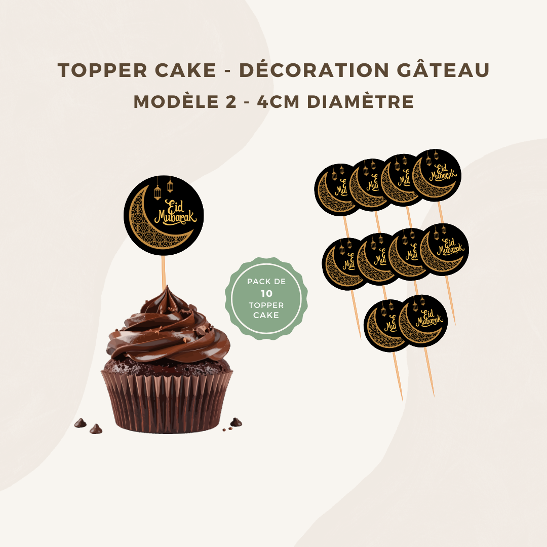Cake topper - décoration pour gâteau et pâtisserie Eid Mubarak