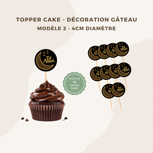 Cake topper - décoration pour gâteau et pâtisserie Eid Mubarak