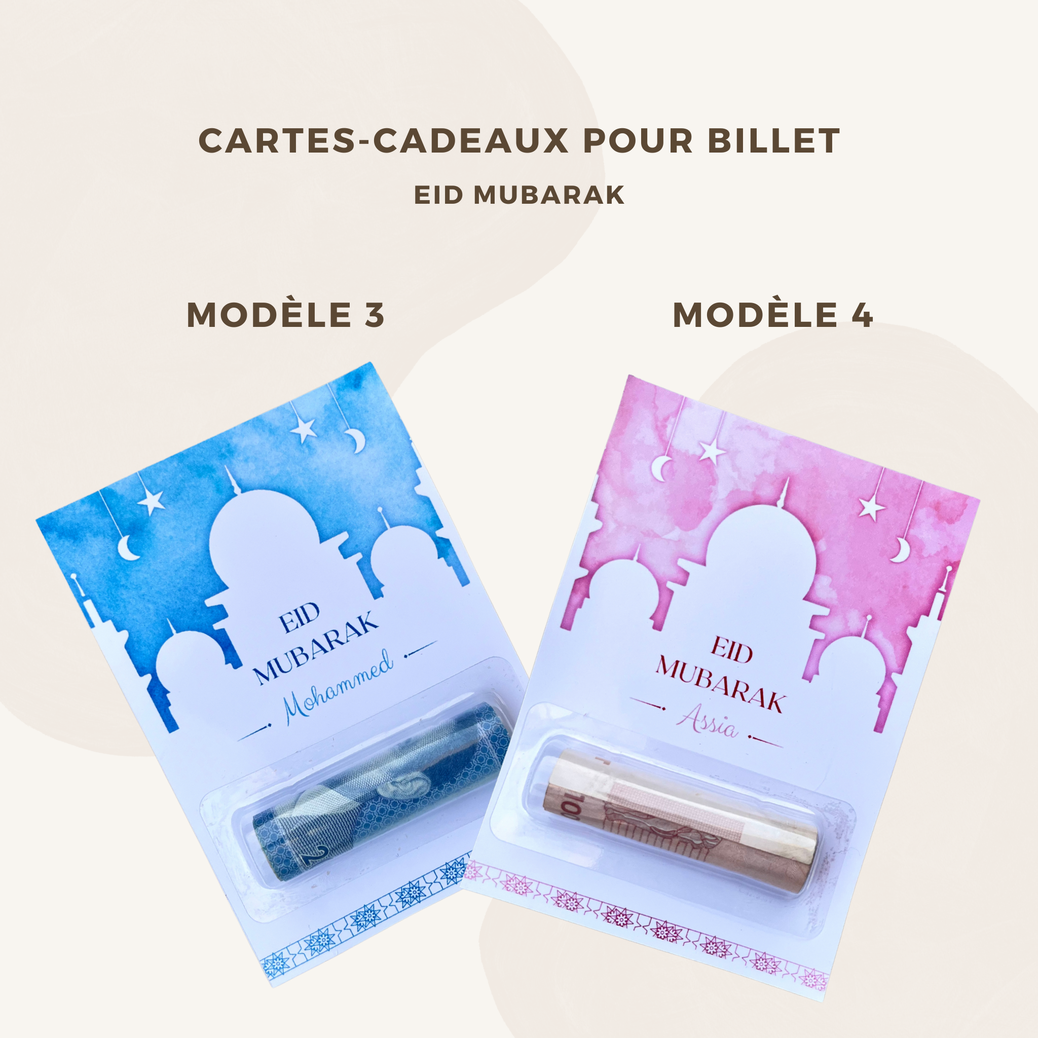 Carte cadeau personnalisée pour billet - Eid Mubarak