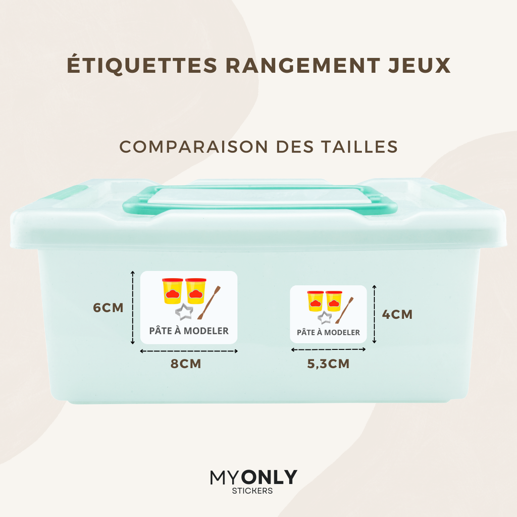Étiquettes de rangement pour jeux et jouets d’enfants – Avec icône