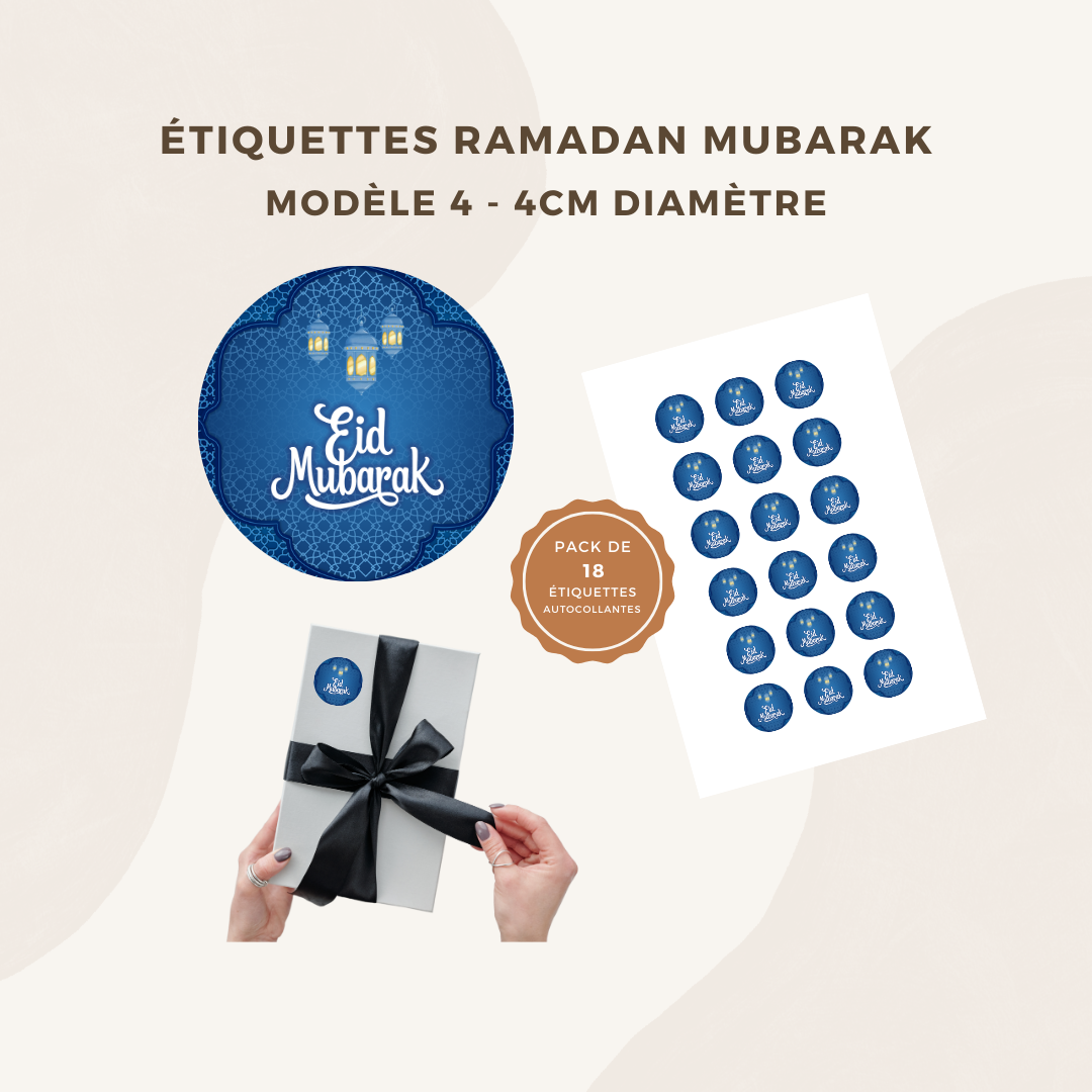 Étiquette stickers autocollant Eid Aid Mubarak - Pour cadeau / à offrir / sachet cadeau