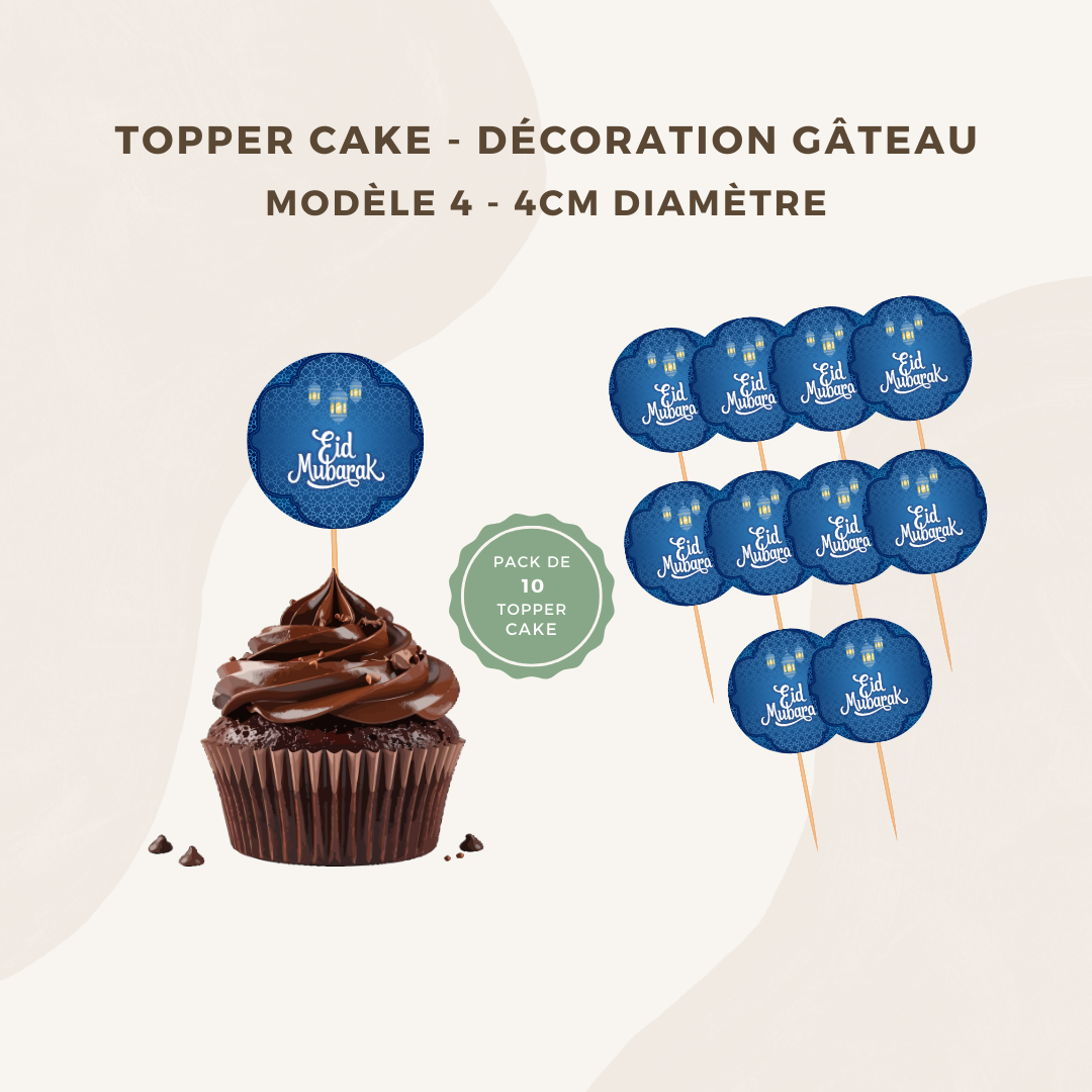 Cake topper - décoration pour gâteau et pâtisserie Eid Mubarak