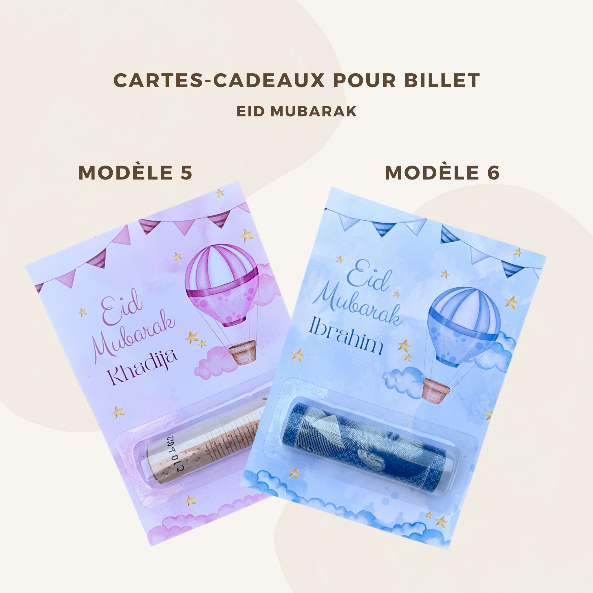 Carte cadeau personnalisée pour billet - Eid Mubarak
