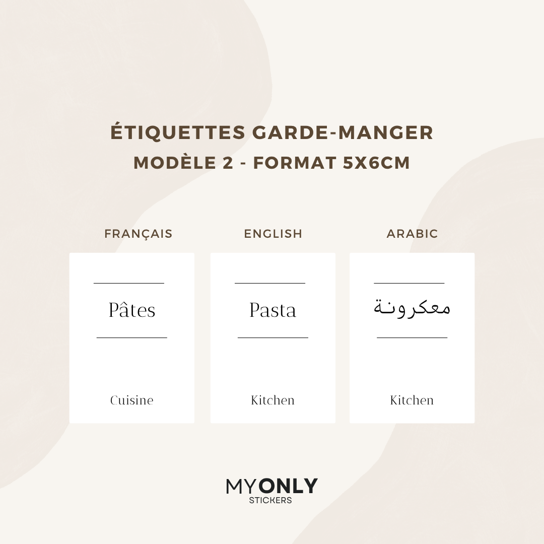 Lot de 12 étiquettes bocaux garde-manger - Format 5x6cm - à personnaliser