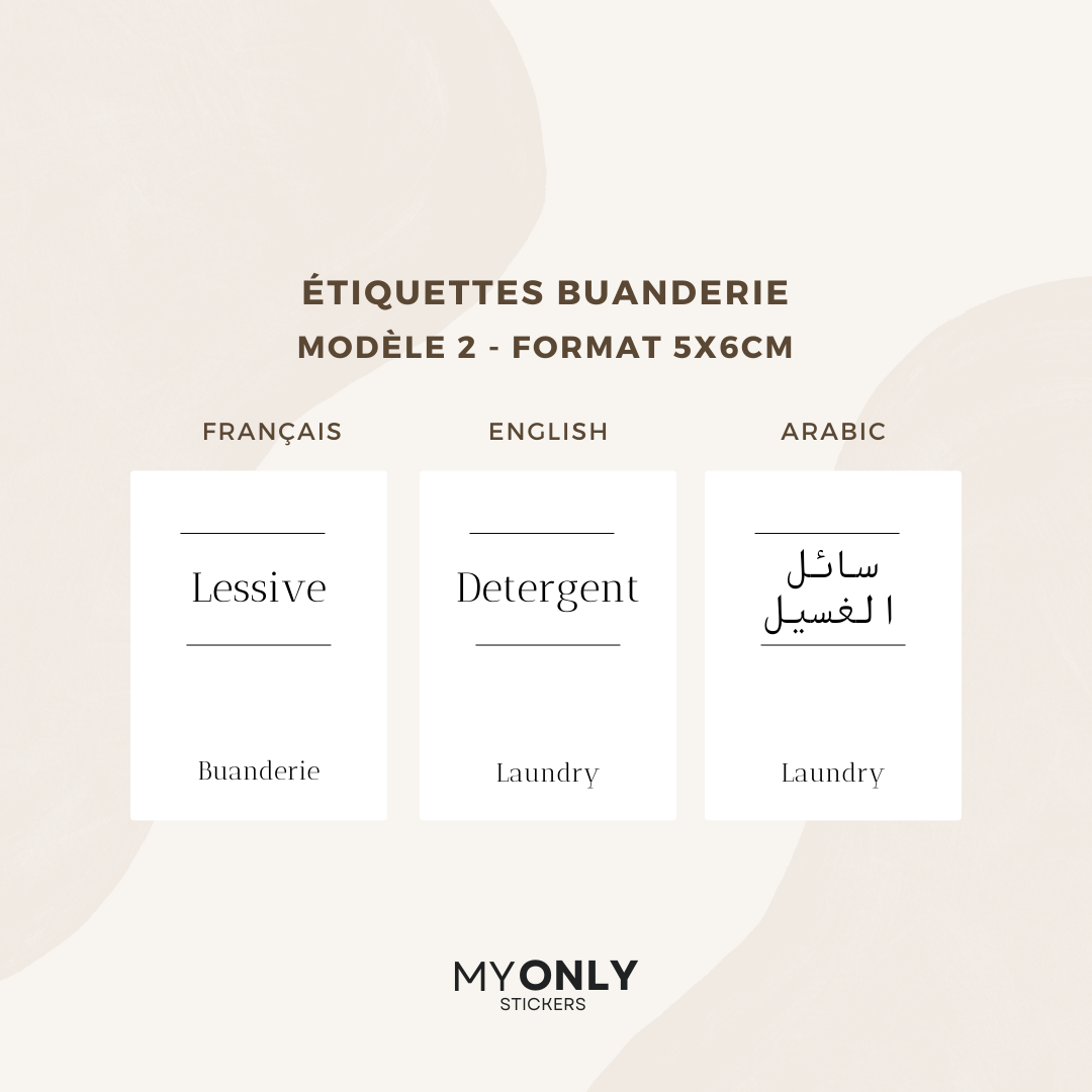 Lot de 12 étiquettes pour buanderie (laundry) - Format 5x6cm - noms à personnaliser