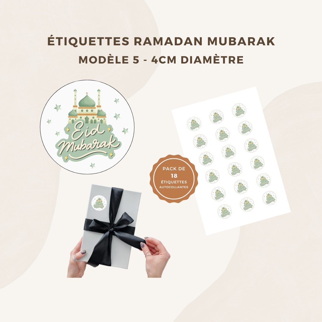 Étiquette stickers autocollant Eid Aid Mubarak - Pour cadeau / à offrir / sachet cadeau