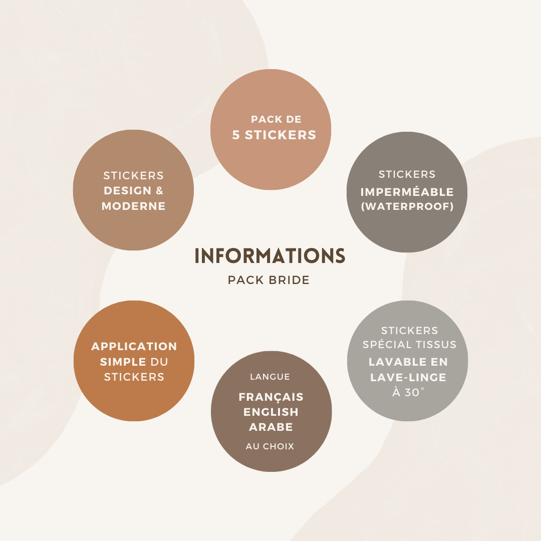 Pack Bride à personnaliser soi-même - DIY - 5 stickers spécial supports tissus inclus