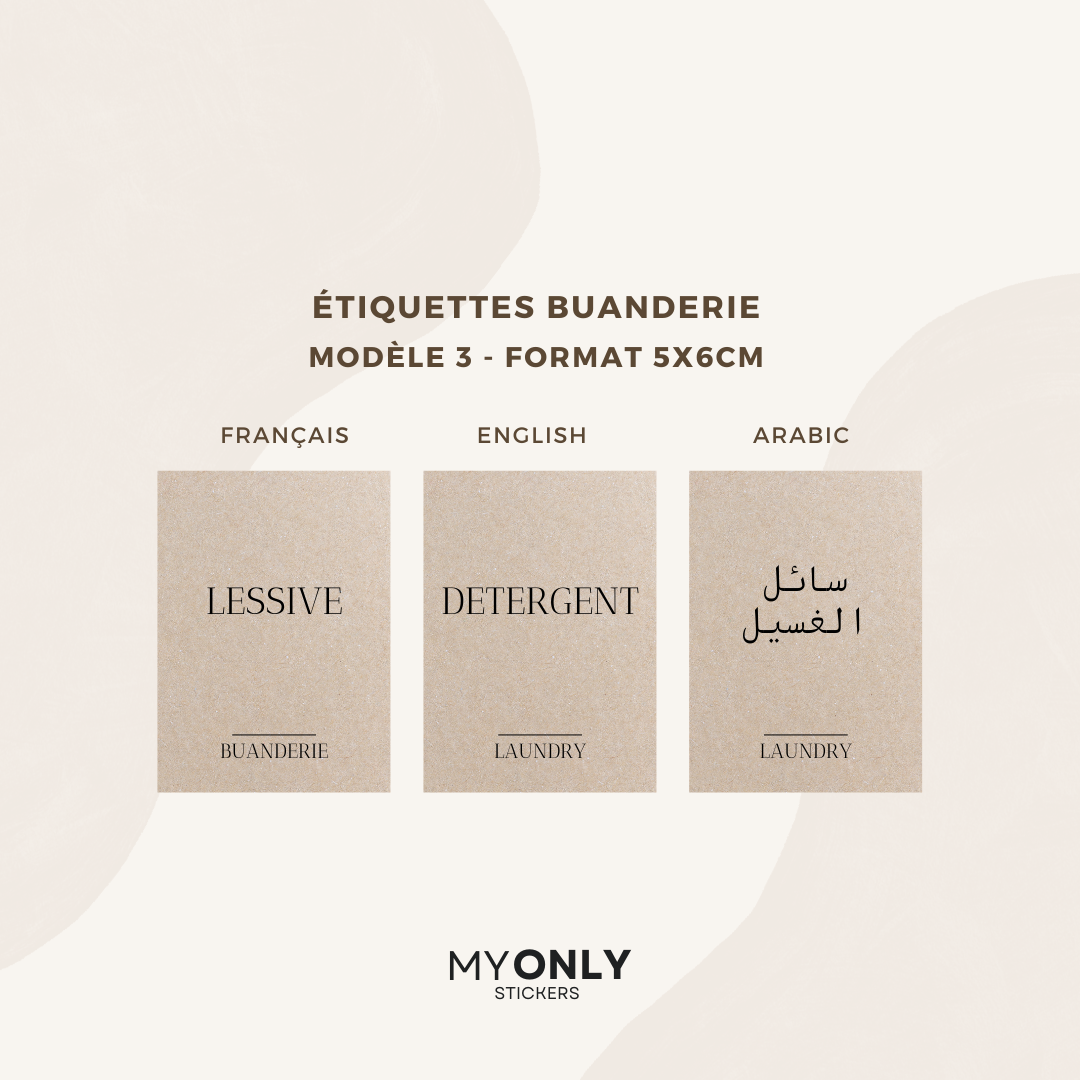 Lot de 12 étiquettes pour buanderie (laundry) - Format 5x6cm - noms à personnaliser