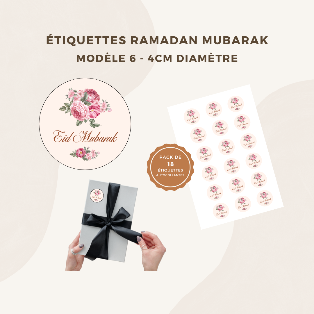 Étiquette stickers autocollant Eid Aid Mubarak - Pour cadeau / à offrir / sachet cadeau