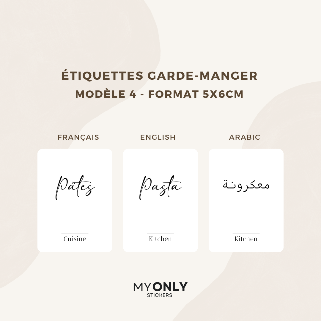 Lot de 12 étiquettes bocaux garde-manger - Format 5x6cm - à personnaliser