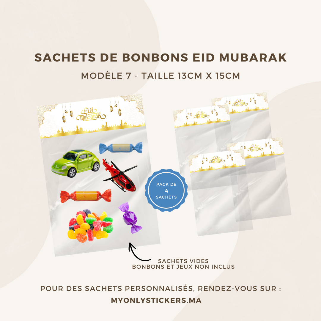 Lot de 4 sachets de bonbons Eid Mubarak - Pour cadeau / à offrir