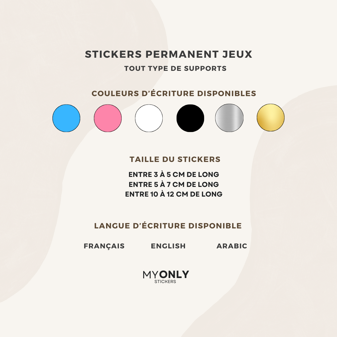 Stickers vinyle permanent rangement jeux enfants et boîte