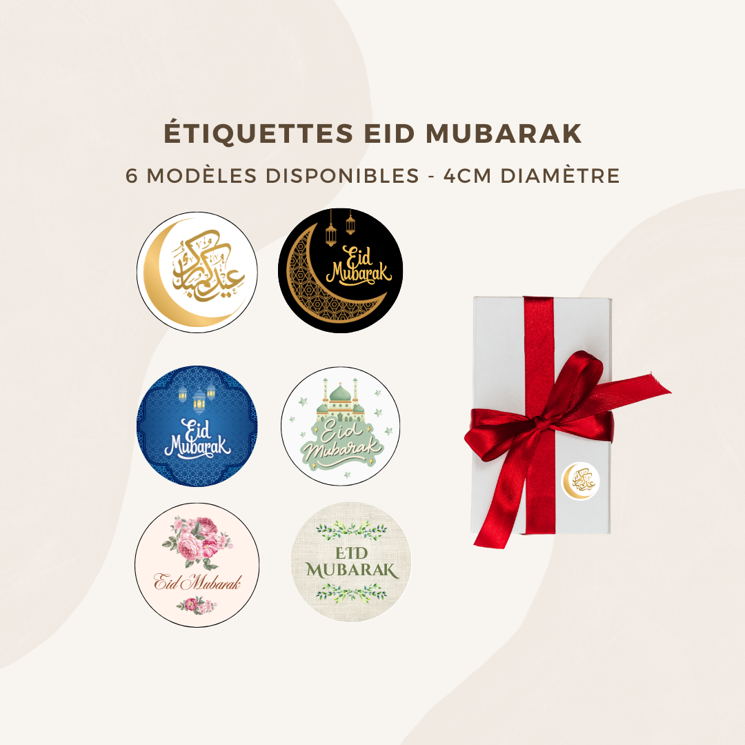 Étiquette stickers autocollant Eid Aid Mubarak - Pour cadeau / à offrir / sachet cadeau